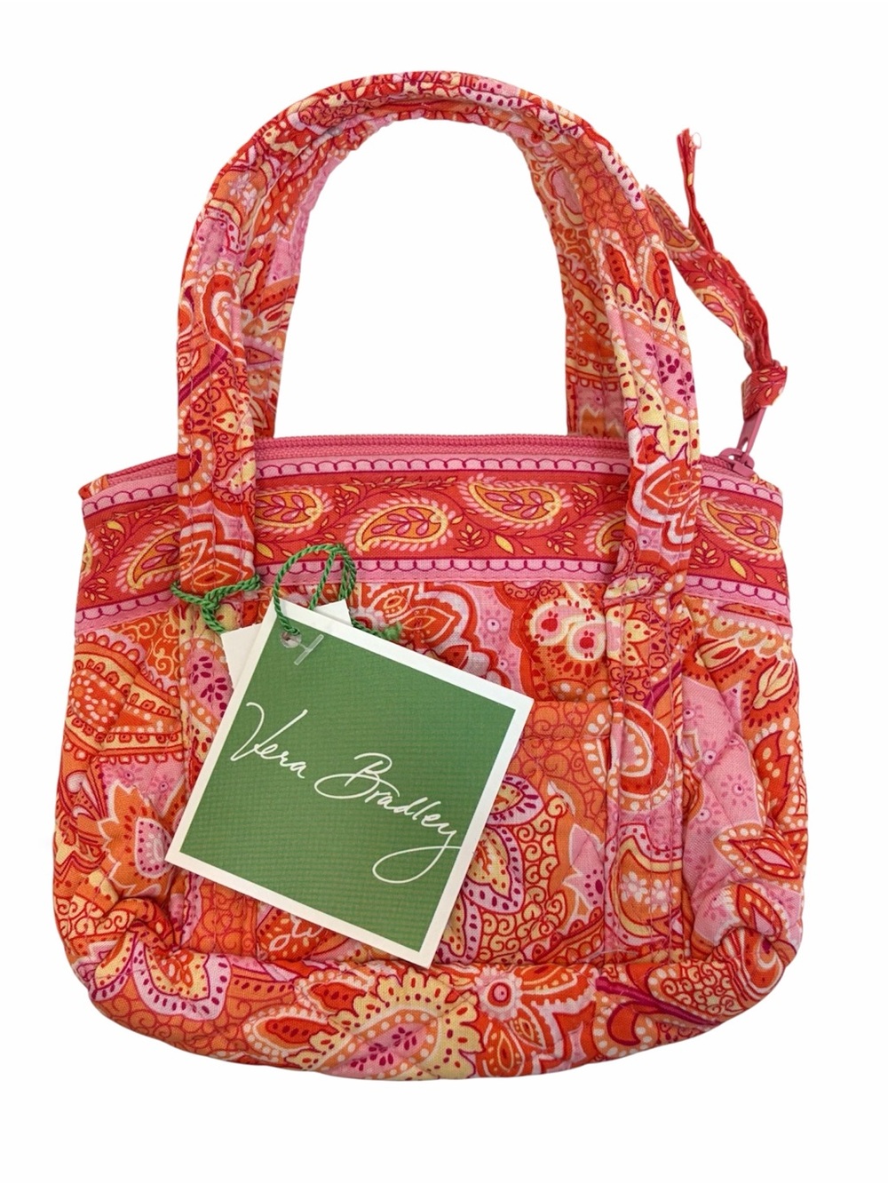 Vera Bradley Vintage Bitty Betsy Sherbet Pink & Orange Paisley Quilted Tote - Picture 1 of 8